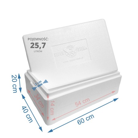 Pojemnik termoizolacyjny 25,7 litra – styrobox z pokrywką do przechowywania żywności