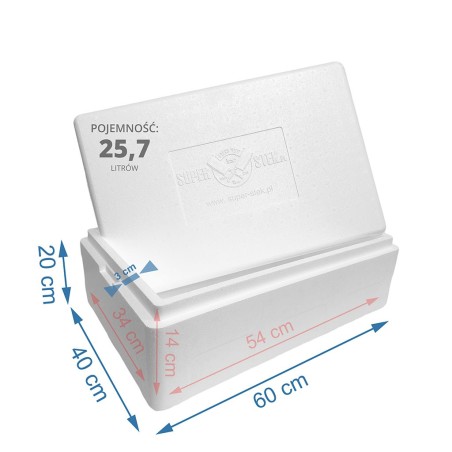 Pojemnik termoizolacyjny 25,7 litra – styrobox z pokrywką do przechowywania żywności