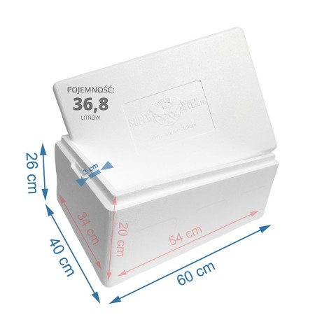 Styrobox 36,8 litra – termobox styropianowy z pokrywką do transportu żywności