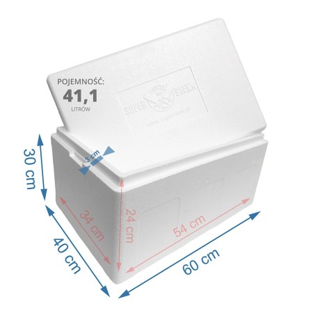 Pojemnik styropianowy 44 l – termobox do transportu i przechowywania żywności z pokrywką