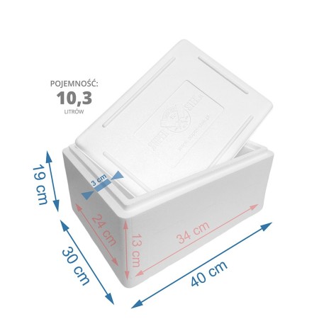 Styrobox 10,4 litra – termobox styropianowy z pokrywką do żywności i leków