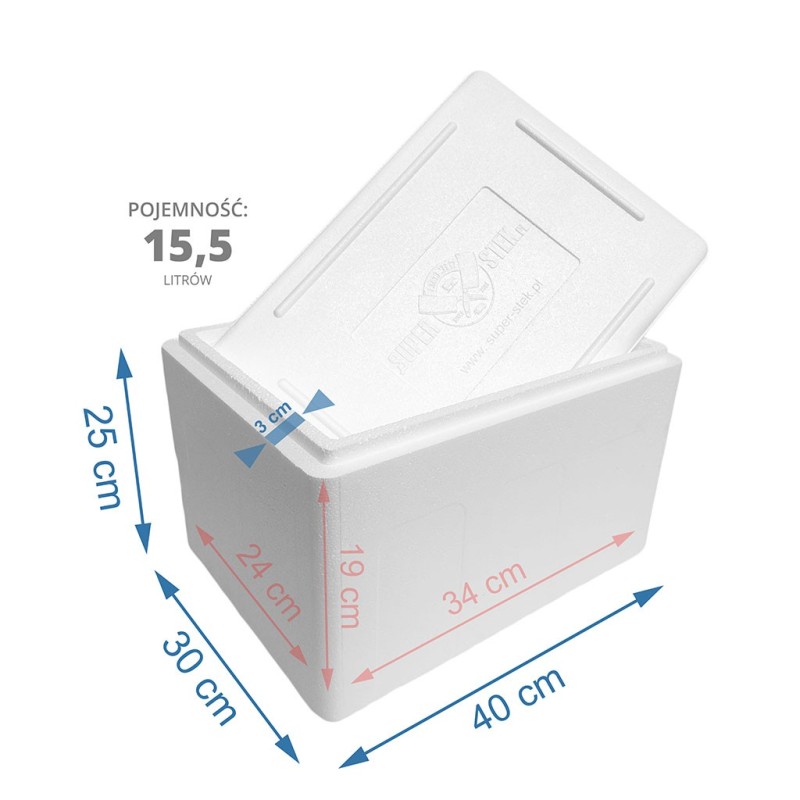 Styrobox 15,5 litra – pojemnik termoizolacyjny z pokrywką do żywności i farmaceutyków Styrobox 15,5 litra – pojemnik termoizolacyjny z pokrywką do żywności i farmaceutyków