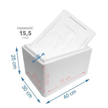 Styrobox 15,5 litra – pojemnik termoizolacyjny z pokrywką do żywności i farmaceutyków